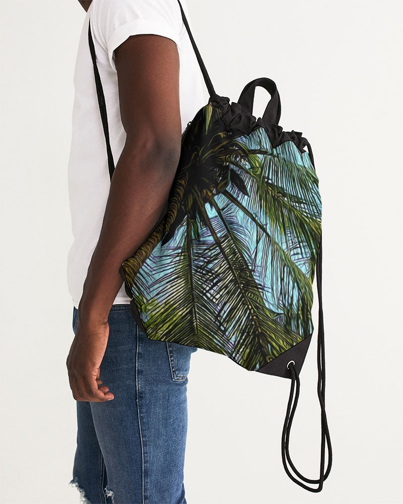 The Bright Painted Palm Canvas Drawstring Bag
