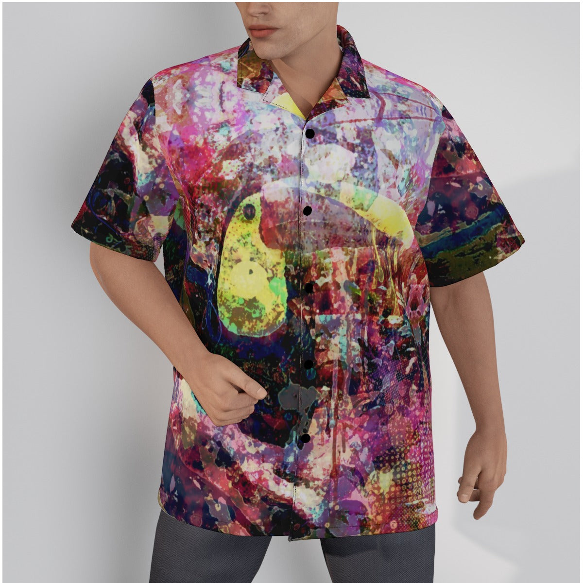 Monte Verde Abstract Wild Toucan Hawaiian Shirt (Cotton)