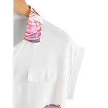 Load image into Gallery viewer, Pink Peony Floral Women&#39;s White Button Up Blouse
