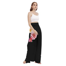 Load image into Gallery viewer, Painted Florals Black Women&#39;s High Waist Boho Flow/ Wide Leg Pant
