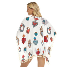 Load image into Gallery viewer, San Miguel My Heart Women&#39;s White Square Fringed Boho Poncho
