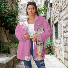 Load image into Gallery viewer, Oh My Frida Floral Butterfly Collage Women&#39;s Mauve Borg Fleece With Zipper (Plus Size)

