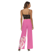 Load image into Gallery viewer, Hot Pink Peony Floral Women&#39;s Casual Straight-leg Pants
