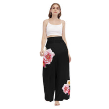 Load image into Gallery viewer, Painted Florals Black Women&#39;s High Waist Boho Flow/ Wide Leg Pant
