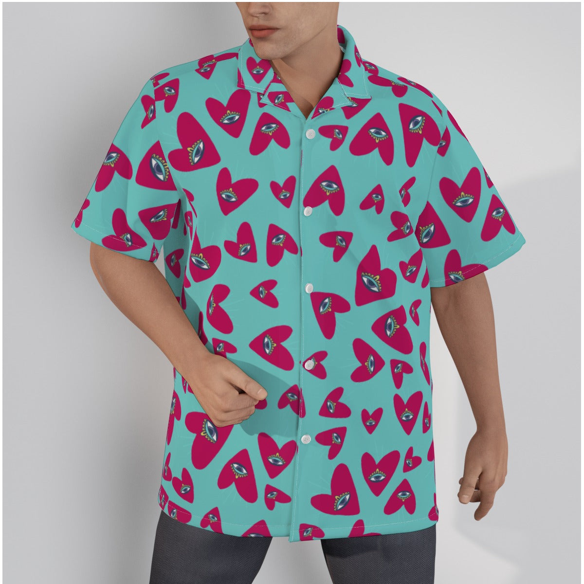 Chakra Hearts & 3rd Eye Hawaiian Shirt (Cotton)