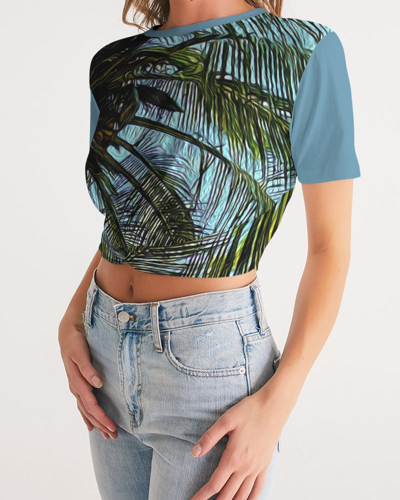 The Bright Painted Palm Women's Twist-Front Cropped Tee