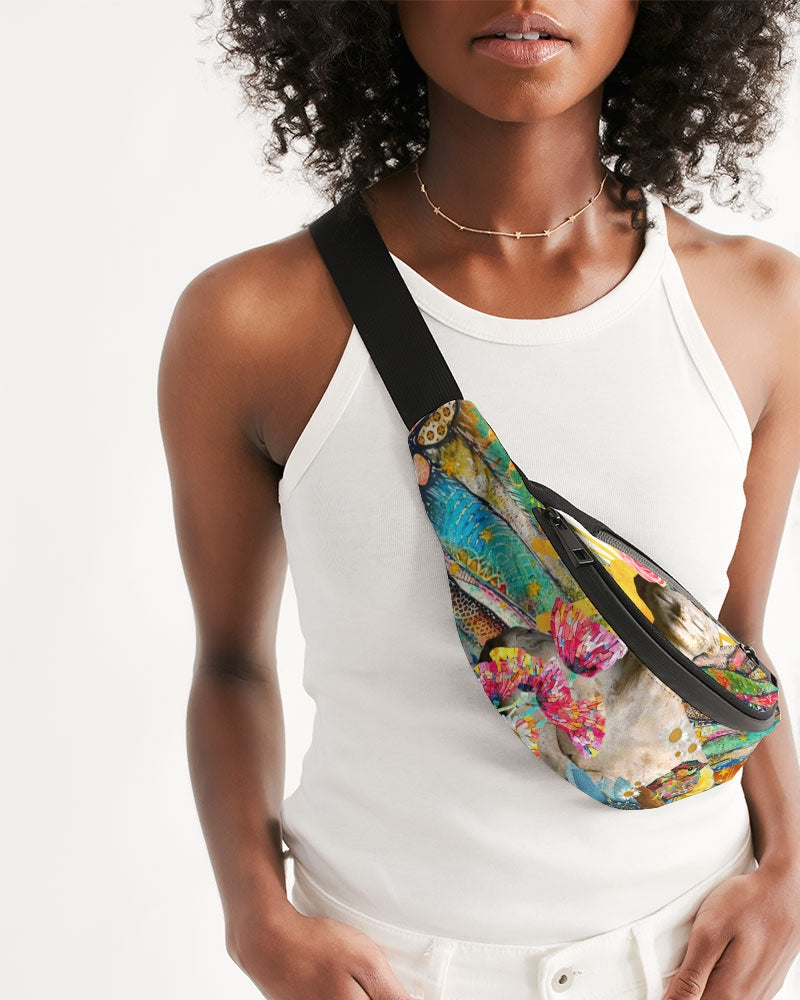 Freedom Butterfly Collage Crossbody Sling Bag