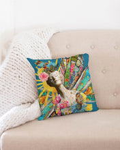 Load image into Gallery viewer, Freedom Butterfly Collage Throw Pillow Case 16&quot;x16&quot; Upcycled plastic textiles

