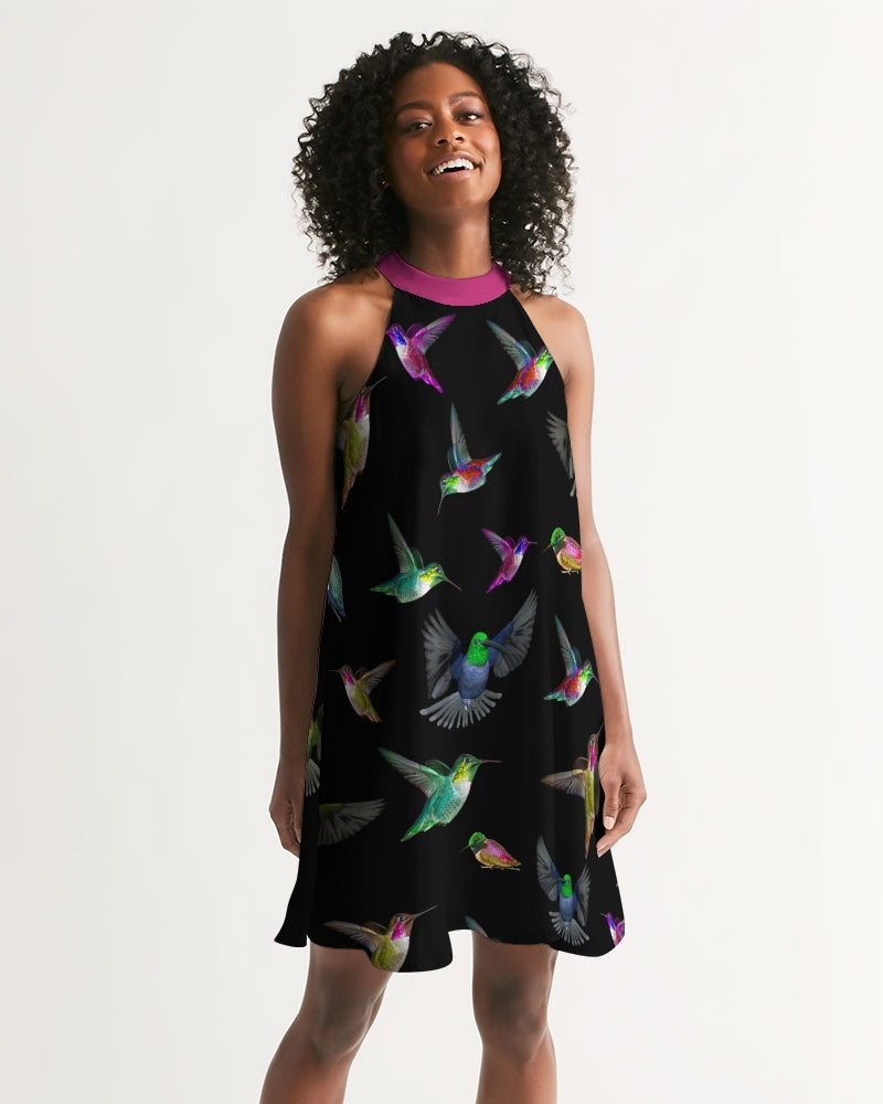 Hummingbird Pattern Paradise Women's Halter Dress