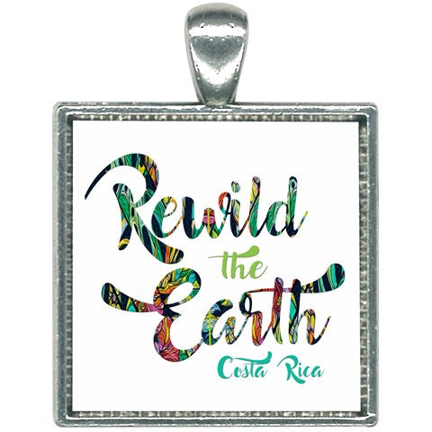 Rewild the Earth-Costa Rica Square Pendant & 19 inch Necklace