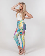 Load image into Gallery viewer, Painted Peacock Watercolor Women&#39;s Belted Tapered Pants
