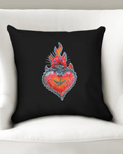 Load image into Gallery viewer, San Miguel My Heart Black Throw Pillow Case 18&quot;x18&quot;  Upcycled plastic textiles
