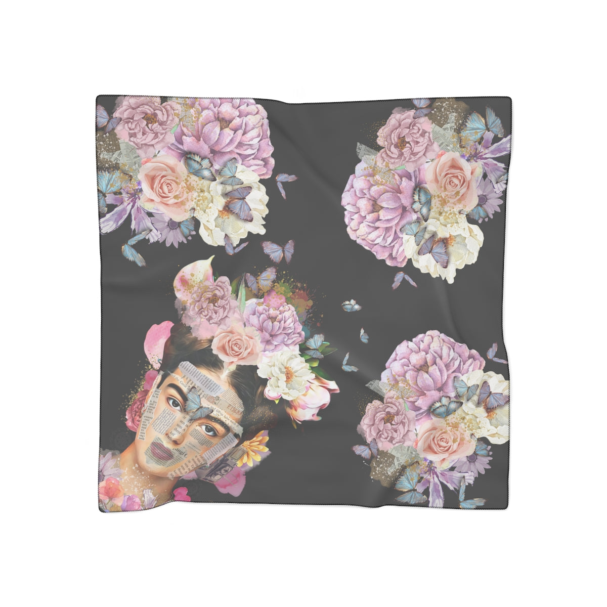 Oh My Frida Floral Butterfly Collage Scarf
