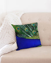 Load image into Gallery viewer, Grand Peacock Throw Pillow Case 16&quot;x16&quot; Upcycled Plastic Textile
