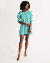 Load image into Gallery viewer, Jungle Leaf Women&#39;s Open Shoulder A-Line Dress
