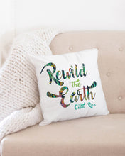 Load image into Gallery viewer, REWILD THE EARTH Throw Pillow Case 18&quot;x18 Upcycled Plastic Textile
