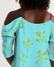 Load image into Gallery viewer, Jungle Leaf Women&#39;s Open Shoulder A-Line Dress
