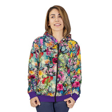 Load image into Gallery viewer, floral explosion zip hoodie
