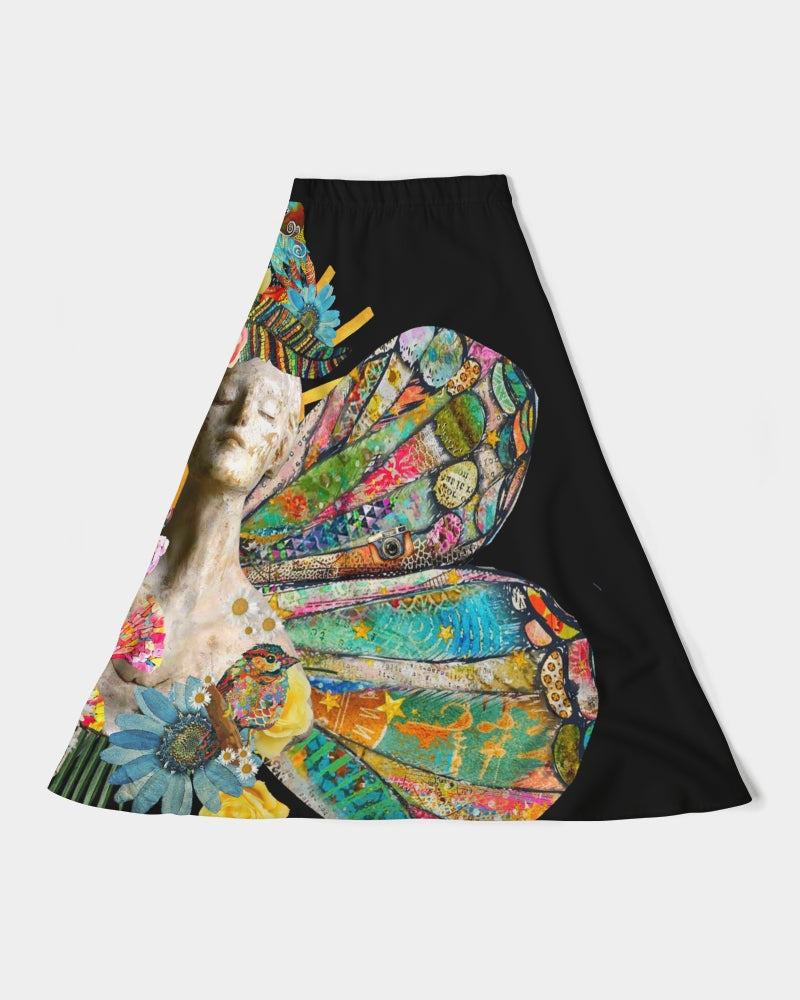 Let The  Sun Shine Collage Women's A-Line Midi Skirt