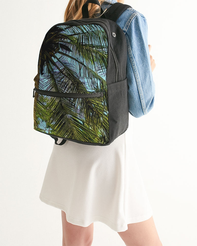 The Bright Painted Palm Small Canvas Backpack