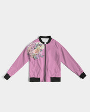 Load image into Gallery viewer, Oh My Frida! Floral Butterfly Collage Women&#39;s Mauve Pink Bomber Jacket
