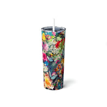 Load image into Gallery viewer, Floral Explosion Skinny Steel Tumbler with Straw, 20oz
