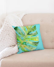 Load image into Gallery viewer, Jungle Leaf Throw Pillow Case 16&quot;x16 Upcycled Plastic Textile
