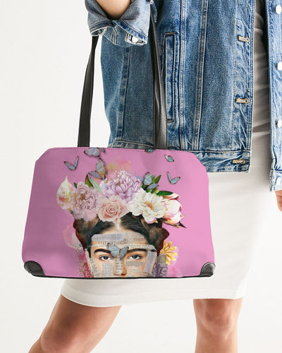 Oh My Frida Floral Butterfly Collage - Mauve Pink Shoulder Bag