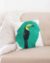 Load image into Gallery viewer, Monte Verde Toucan Throw Pillow Case 18&quot;x18&quot; Upcycled Plastic Textile
