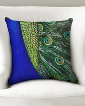 Load image into Gallery viewer, Grand Peacock Throw Pillow Case 18&quot;x18  Upcycled Plastic Textile
