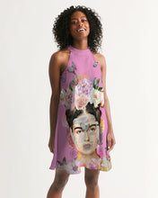 Load image into Gallery viewer, Oh My Frida Floral Butterfly Collage Mauve Pink Women&#39;s Halter Dress

