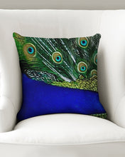 Load image into Gallery viewer, Grand Peacock Throw Pillow Case 16&quot;x16&quot; Upcycled Plastic Textile
