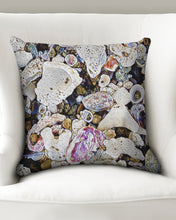 Load image into Gallery viewer, Sugar Beach Sea Shells Throw Pillow Case 18&quot;x18&quot; Upcycled Plastic Textile
