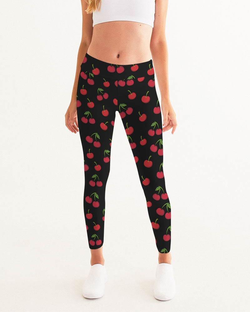 Cherry Bomb Black Women's Yoga Pants