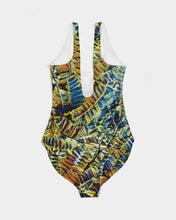 Load image into Gallery viewer, Acacia Leaves Women&#39;s One-Piece Swimsuit Upcycled Plastic Textile
