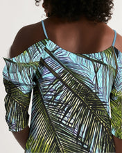Load image into Gallery viewer, The Bright Painted Palm Women&#39;s Open Shoulder A-Line Dress
