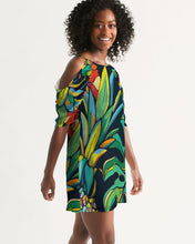 Load image into Gallery viewer, Bora Bora Pineapple Jungle Women&#39;s Open Shoulder A-Line Dress
