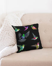 Load image into Gallery viewer, Hummingbird Pattern Paradise Throw Pillow Case 16&quot;x16&quot; Upcycled Plastic Textile
