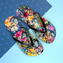 Load image into Gallery viewer, floral explosion flip flops
