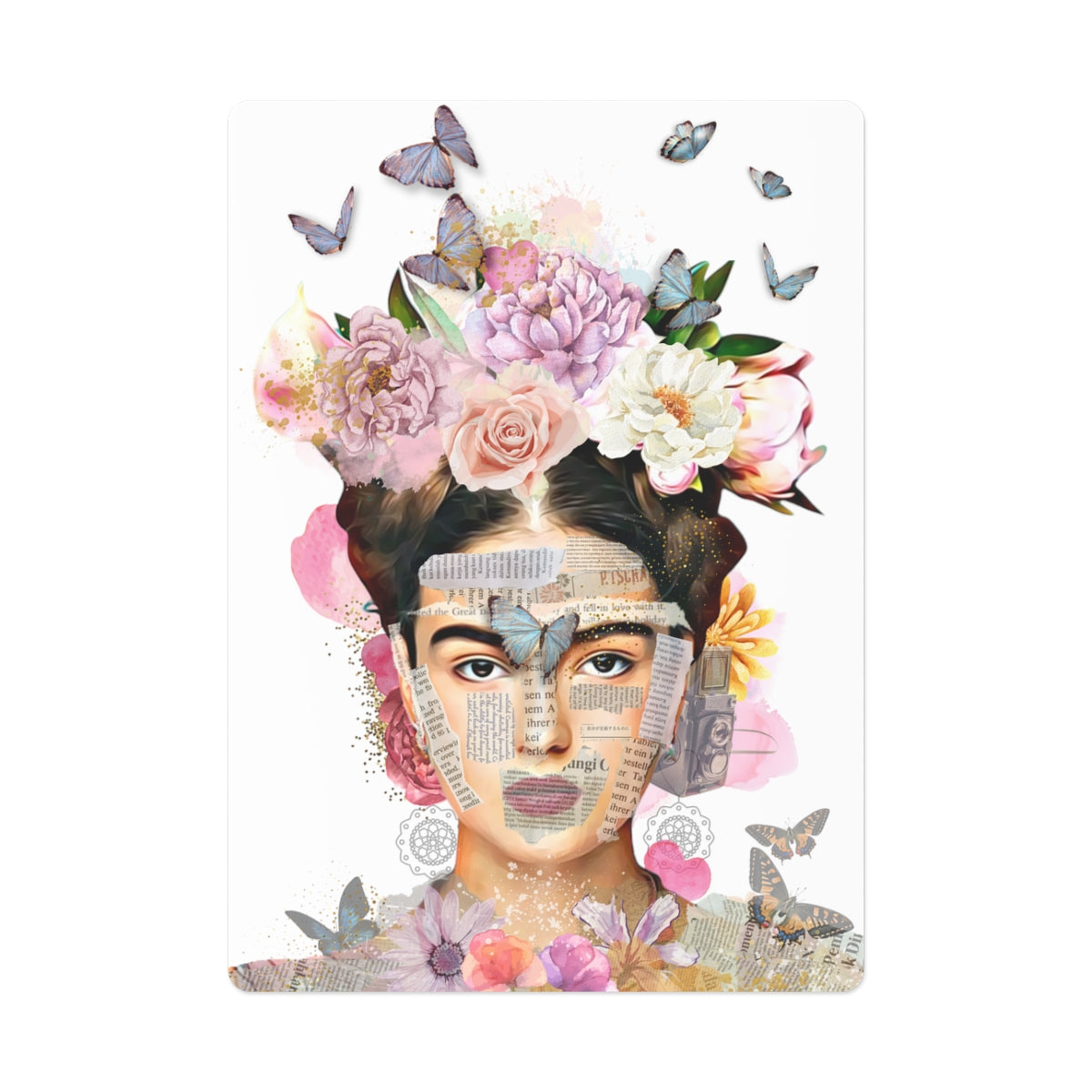 Oh My Frida Floral Butterfly Collage Poker Playing Cards