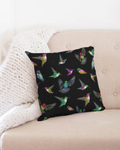 Load image into Gallery viewer, Hummingbird Pattern Paradise Throw Pillow Case 18&quot;x18&quot; Upcycled Plastic Textile

