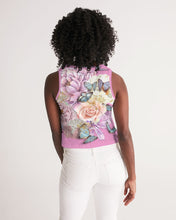 Load image into Gallery viewer, Oh My Frida Floral Butterfly Collage Mauve Pink Women&#39;s Cropped Tank

