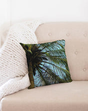 Load image into Gallery viewer, The Bright Painted Palm Throw Pillow Case 16&quot;x16&quot; Upcycled Plastic Textile
